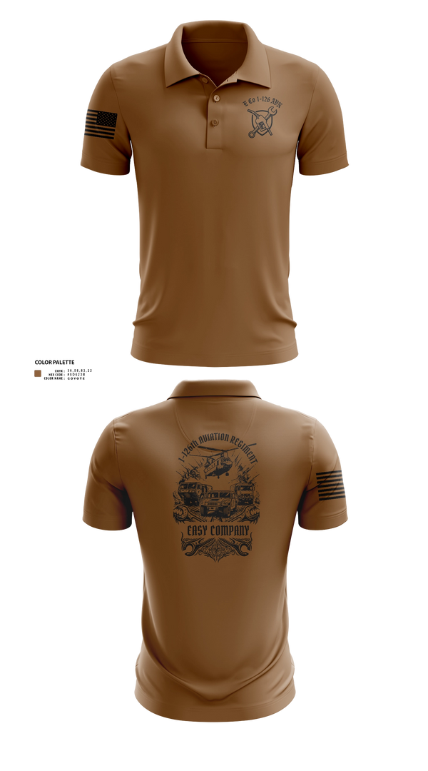 Short Sleeve Performance Polo, B CO. 1-126 AVN, National Guard, Teamtime, Team time, sublimation, custom sports apparel, team uniforms, spirit wear, spiritwear, sports uniforms, custom shirts, team store, custom team store, fundraiser sports, apparel fundraiser