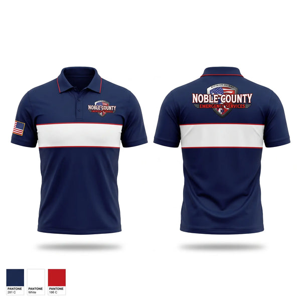 Short Sleeve Performance Polo, Noble County Emergency Services, EMS/EMT, Teamtime, Team time, sublimation, custom sports apparel, team uniforms, spirit wear, spiritwear, sports uniforms, custom shirts, team store, custom team store, fundraiser sports, apparel fundraiser