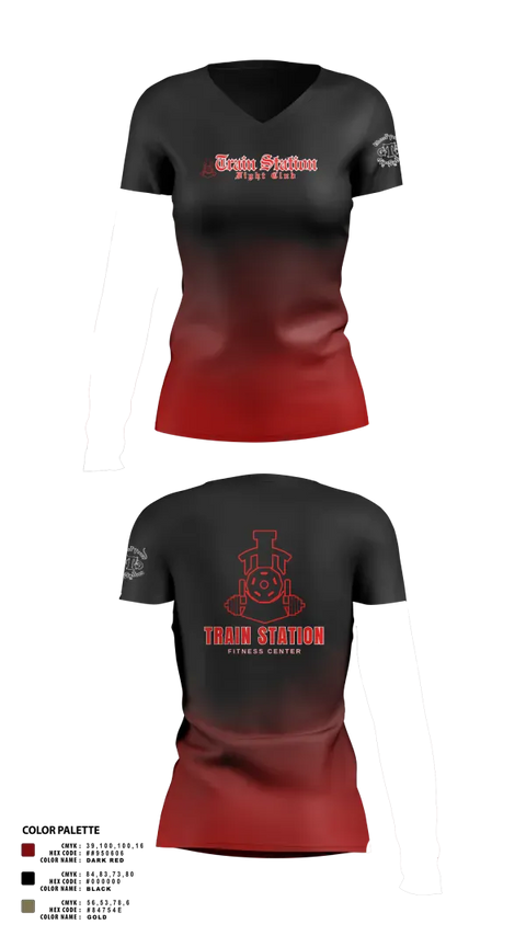 Womens Short Sleeve Vneck Shirt, Train Station Fight Club, Spirit Store, Teamtime, Team time, sublimation, custom sports apparel, team uniforms, spirit wear, spiritwear, sports uniforms, custom shirts, team store, custom team store, fundraiser sports, apparel fundraiser