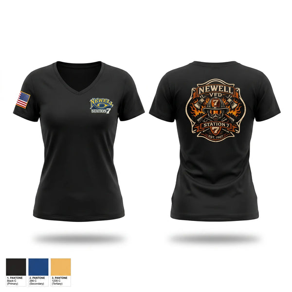 Womens Short Sleeve Vneck Shirt, Newell VFD, Fire Department, Teamtime, Team time, sublimation, custom sports apparel, team uniforms, spirit wear, spiritwear, sports uniforms, custom shirts, team store, custom team store, fundraiser sports, apparel fundraiser