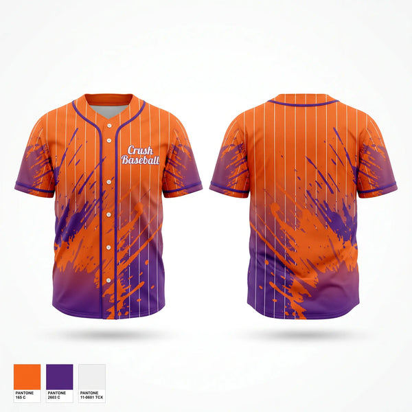 Full Button Baseball Jersey, Crush baseball, Baseball, Teamtime, Team time, sublimation, custom sports apparel, team uniforms, spirit wear, spiritwear, sports uniforms, custom shirts, team store, custom team store, fundraiser sports, apparel fundraiser