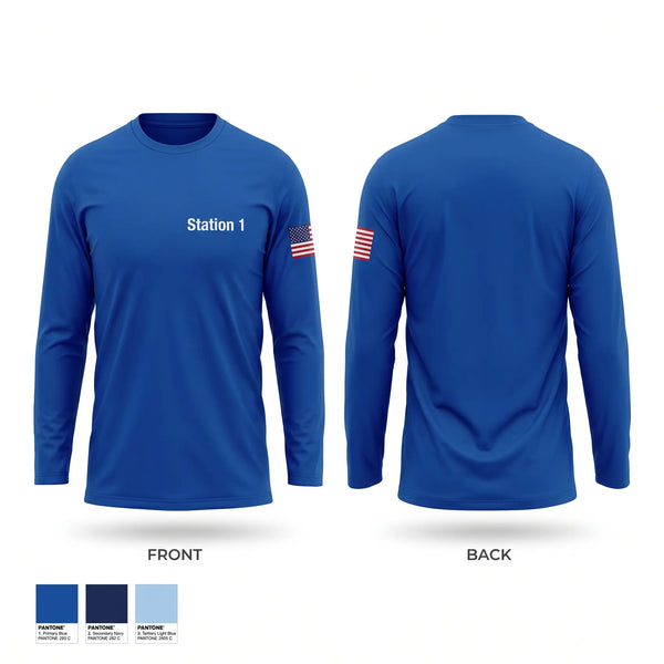 Long Sleeve Performance Shirt, Station 1, Fire Department, Teamtime, Team time, sublimation, custom sports apparel, team uniforms, spirit wear, spiritwear, sports uniforms, custom shirts, team store, custom team store, fundraiser sports, apparel fundraiser