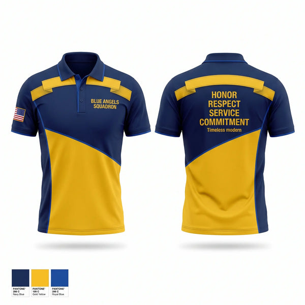 Short Sleeve Performance Polo, Blue Angles Squadron, Navy, Teamtime, Team time, sublimation, custom sports apparel, team uniforms, spirit wear, spiritwear, sports uniforms, custom shirts, team store, custom team store, fundraiser sports, apparel fundraiser
