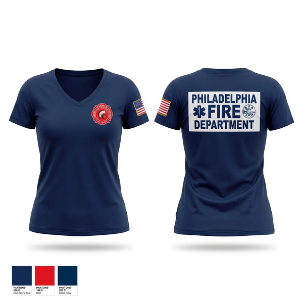 Womens Short Sleeve Vneck Shirt, Engine 10/Ladder 11/Battalion 1, Fire Department, Teamtime, Team time, sublimation, custom sports apparel, team uniforms, spirit wear, spiritwear, sports uniforms, custom shirts, team store, custom team store, fundraiser sports, apparel fundraiser