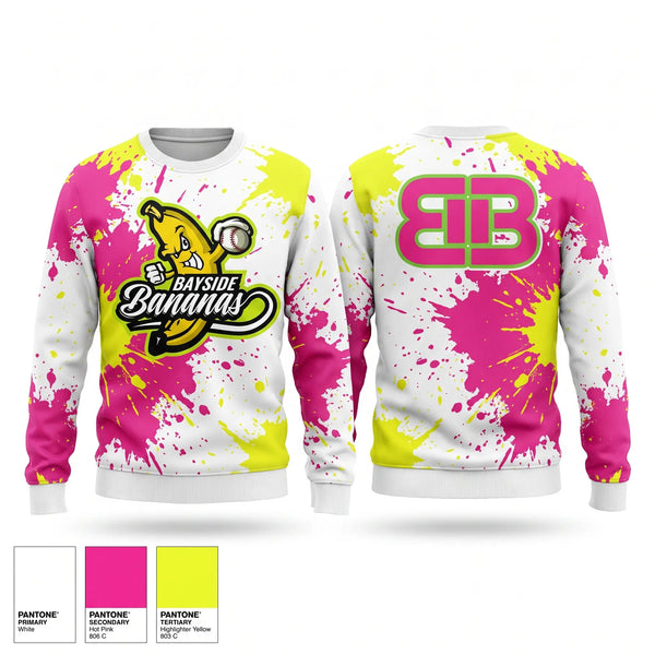 Crew Neck Sweatshirt, Bayside Bananas, Baseball, Teamtime, Team time, sublimation, custom sports apparel, team uniforms, spirit wear, spiritwear, sports uniforms, custom shirts, team store, custom team store, fundraiser sports, apparel fundraiser