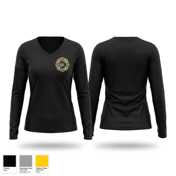 Womens Long Sleeve Vneck Shirt, Mercer County NJ Arson Unit, Police, Teamtime, Team time, sublimation, custom sports apparel, team uniforms, spirit wear, spiritwear, sports uniforms, custom shirts, team store, custom team store, fundraiser sports, apparel fundraiser