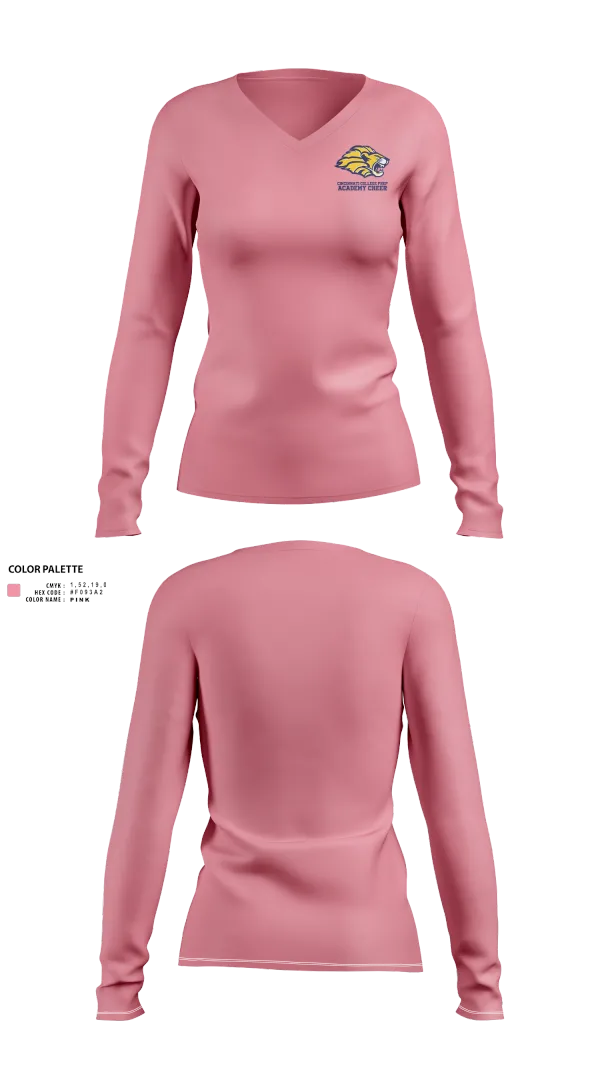 Womens Long Sleeve Vneck Shirt, Cincinnati College Prep Academy Cheer, Cheer, Teamtime, Team time, sublimation, custom sports apparel, team uniforms, spirit wear, spiritwear, sports uniforms, custom shirts, team store, custom team store, fundraiser sports, apparel fundraiser
