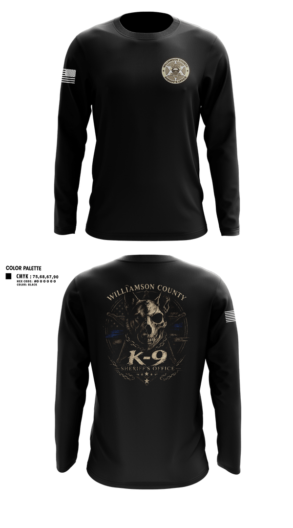 Long Sleeve Performance Shirt, Williamson County K-9 Unit, Police, Teamtime, Team time, sublimation, custom sports apparel, team uniforms, spirit wear, spiritwear, sports uniforms, custom shirts, team store, custom team store, fundraiser sports, apparel fundraiser