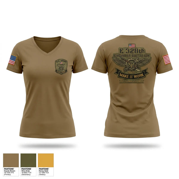 Womens Short Sleeve Vneck Shirt, E328th, Army, Teamtime, Team time, sublimation, custom sports apparel, team uniforms, spirit wear, spiritwear, sports uniforms, custom shirts, team store, custom team store, fundraiser sports, apparel fundraiser
