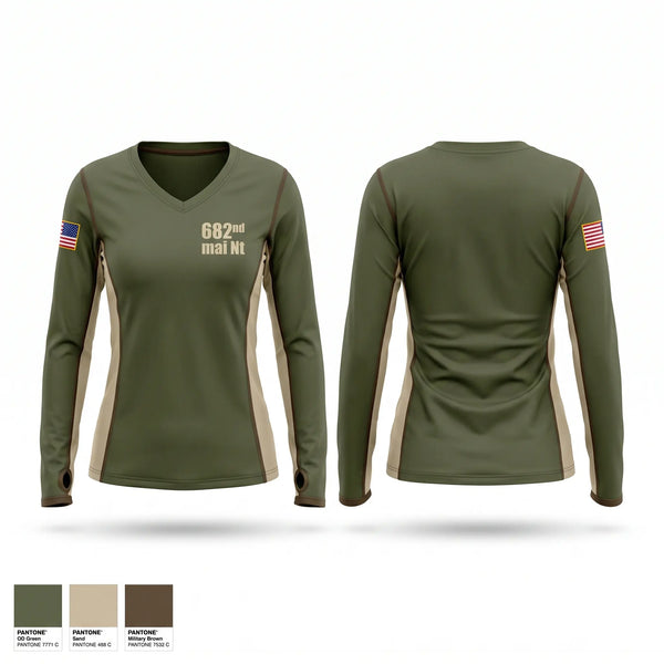 Womens Long Sleeve Vneck Shirt, 682nd mai. Nt, Army, Teamtime, Team time, sublimation, custom sports apparel, team uniforms, spirit wear, spiritwear, sports uniforms, custom shirts, team store, custom team store, fundraiser sports, apparel fundraiser
