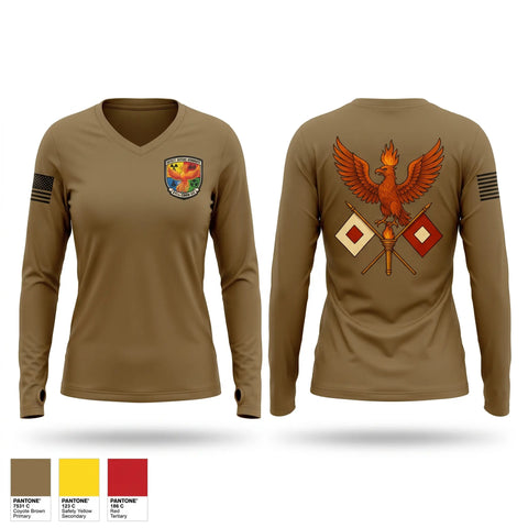 Womens Long Sleeve Vneck Shirt, 411th CBRN, Army, Teamtime, Team time, sublimation, custom sports apparel, team uniforms, spirit wear, spiritwear, sports uniforms, custom shirts, team store, custom team store, fundraiser sports, apparel fundraiser