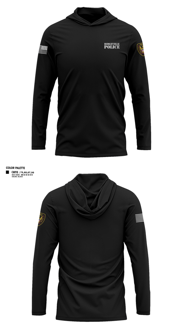 Long Sleeve Performance Shirt with hood, Ridgeville Police, Police, Teamtime, Team time, sublimation, custom sports apparel, team uniforms, spirit wear, spiritwear, sports uniforms, custom shirts, team store, custom team store, fundraiser sports, apparel fundraiser