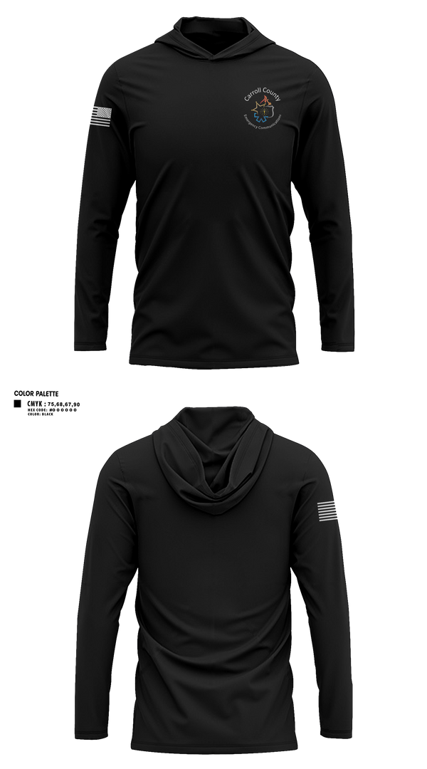 Long Sleeve Performance Shirt with hood, Carroll County Emergency Communications, Police, Teamtime, Team time, sublimation, custom sports apparel, team uniforms, spirit wear, spiritwear, sports uniforms, custom shirts, team store, custom team store, fundraiser sports, apparel fundraiser