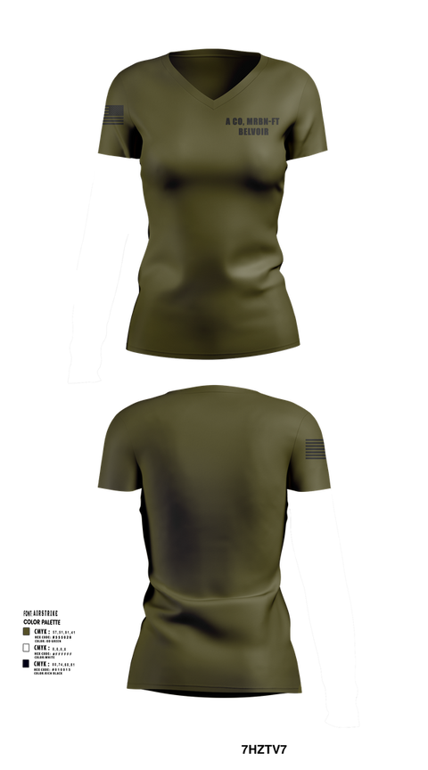 Womens Short Sleeve Vneck Shirt, A CO, MRBN-FT BELVOIR, , Teamtime, Team time, sublimation, custom sports apparel, team uniforms, spirit wear, spiritwear, sports uniforms, custom shirts, team store, custom team store, fundraiser sports, apparel fundraiser