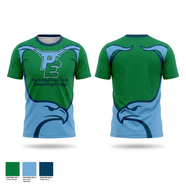 Short Sleeve Performance Shirt, Peabody Veterans Memorial High School Swimming, Swimming, Teamtime, Team time, sublimation, custom sports apparel, team uniforms, spirit wear, spiritwear, sports uniforms, custom shirts, team store, custom team store, fundraiser sports, apparel fundraiser
