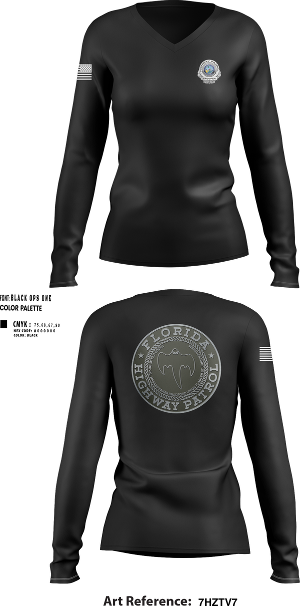 Womens Long Sleeve Vneck Shirt, Florida Highway Patrol, , Teamtime, Team time, sublimation, custom sports apparel, team uniforms, spirit wear, spiritwear, sports uniforms, custom shirts, team store, custom team store, fundraiser sports, apparel fundraiser