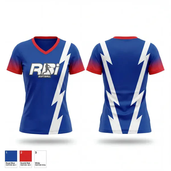 Womens Short Sleeve Vneck Shirt, RBI, Softball, Teamtime, Team time, sublimation, custom sports apparel, team uniforms, spirit wear, spiritwear, sports uniforms, custom shirts, team store, custom team store, fundraiser sports, apparel fundraiser