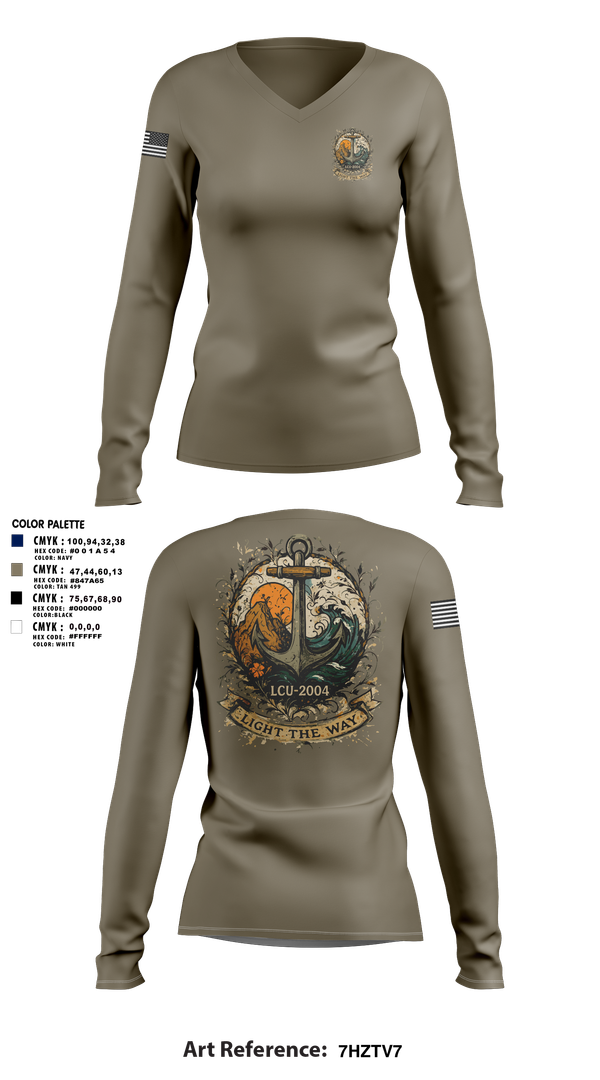 Womens Long Sleeve Vneck Shirt, LCU-2004, Army, Teamtime, Team time, sublimation, custom sports apparel, team uniforms, spirit wear, spiritwear, sports uniforms, custom shirts, team store, custom team store, fundraiser sports, apparel fundraiser