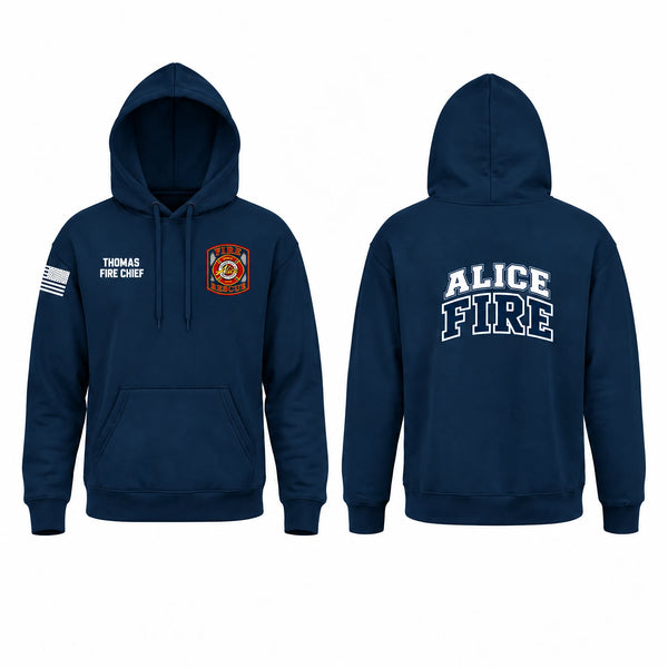 Hoodie, Alice Fire Department, Fire Department, Teamtime, Team time, sublimation, custom sports apparel, team uniforms, spirit wear, spiritwear, sports uniforms, custom shirts, team store, custom team store, fundraiser sports, apparel fundraiser