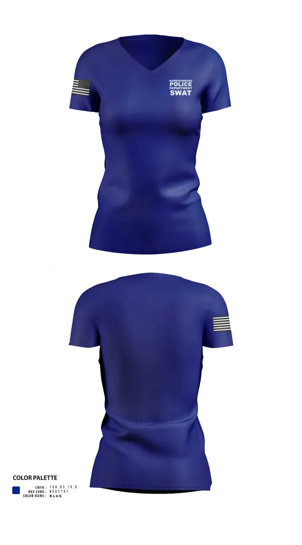 Womens Short Sleeve Vneck Shirt, Harrisonburg Police Department SWAT, , Teamtime, Team time, sublimation, custom sports apparel, team uniforms, spirit wear, spiritwear, sports uniforms, custom shirts, team store, custom team store, fundraiser sports, apparel fundraiser