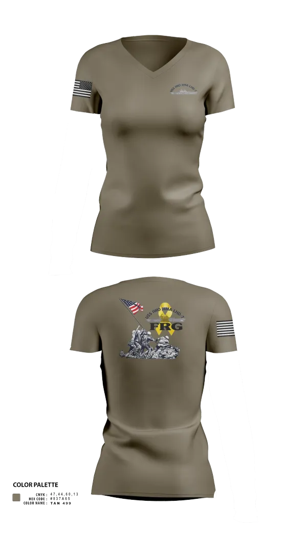 Womens Short Sleeve Vneck Shirt, USS IWO JIMA LHD7 FRG, , Teamtime, Team time, sublimation, custom sports apparel, team uniforms, spirit wear, spiritwear, sports uniforms, custom shirts, team store, custom team store, fundraiser sports, apparel fundraiser