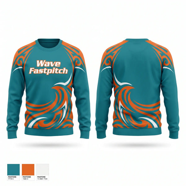 Crew Neck Sweatshirt, Wave Fastpitch, Softball, Teamtime, Team time, sublimation, custom sports apparel, team uniforms, spirit wear, spiritwear, sports uniforms, custom shirts, team store, custom team store, fundraiser sports, apparel fundraiser