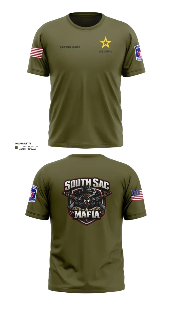 Old School Cotton Feel Shirt, SAC SOUTH, Army, Teamtime, Team time, sublimation, custom sports apparel, team uniforms, spirit wear, spiritwear, sports uniforms, custom shirts, team store, custom team store, fundraiser sports, apparel fundraiser