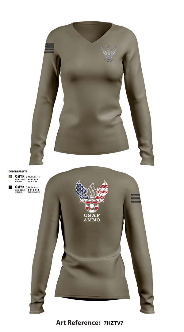 Women's Long Sleeve Vneck Shirt, 7th Munitions Sq, Air Force, Teamtime, Team time, sublimation, custom sports apparel, team uniforms, spirit wear, spiritwear, sports uniforms, custom shirts, team store, custom team store, fundraiser sports, apparel fundraiser
