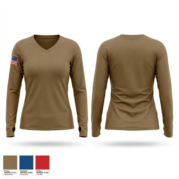 Womens Long Sleeve Vneck Shirt, Detachment 490, Air Force, Teamtime, Team time, sublimation, custom sports apparel, team uniforms, spirit wear, spiritwear, sports uniforms, custom shirts, team store, custom team store, fundraiser sports, apparel fundraiser