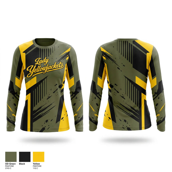 Long Sleeve Performance Shirt, Fort Benning Lady Yellowjackets, Women's Basketball, Teamtime, Team time, sublimation, custom sports apparel, team uniforms, spirit wear, spiritwear, sports uniforms, custom shirts, team store, custom team store, fundraiser sports, apparel fundraiser
