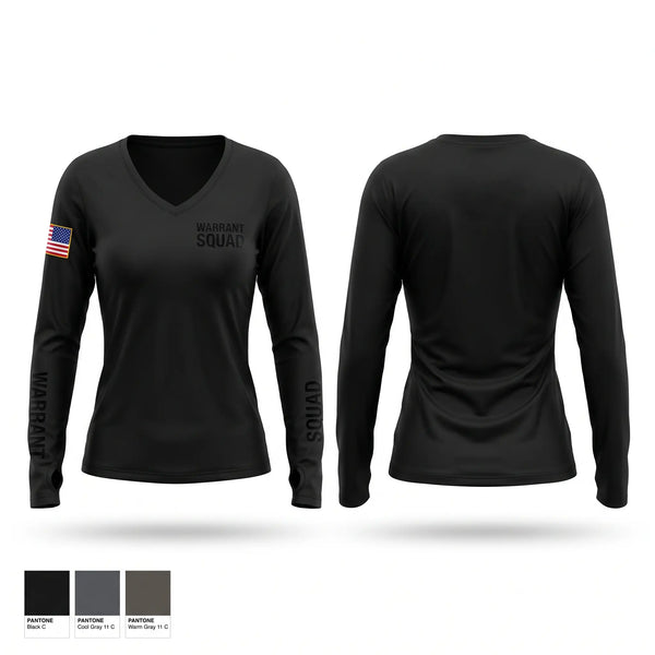 Womens Long Sleeve Vneck Shirt, Warrant squad, Police, Teamtime, Team time, sublimation, custom sports apparel, team uniforms, spirit wear, spiritwear, sports uniforms, custom shirts, team store, custom team store, fundraiser sports, apparel fundraiser