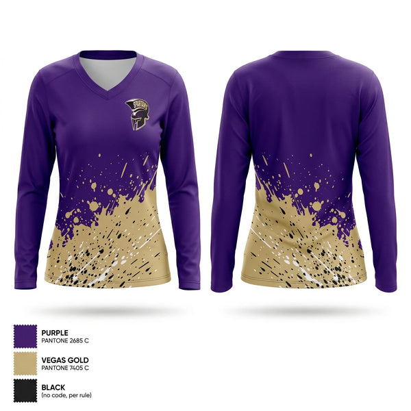 Womens Long Sleeve Vneck Shirt, Jurupa Hills HS, Softball, Teamtime, Team time, sublimation, custom sports apparel, team uniforms, spirit wear, spiritwear, sports uniforms, custom shirts, team store, custom team store, fundraiser sports, apparel fundraiser