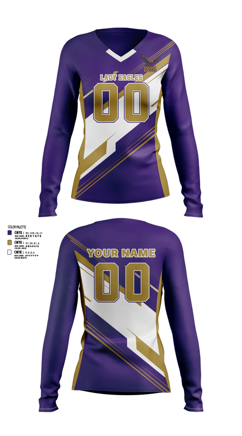 Womens Long Sleeve Vneck Shirt, Lady Eagles, Women's Volleyball, Teamtime, Team time, sublimation, custom sports apparel, team uniforms, spirit wear, spiritwear, sports uniforms, custom shirts, team store, custom team store, fundraiser sports, apparel fundraiser