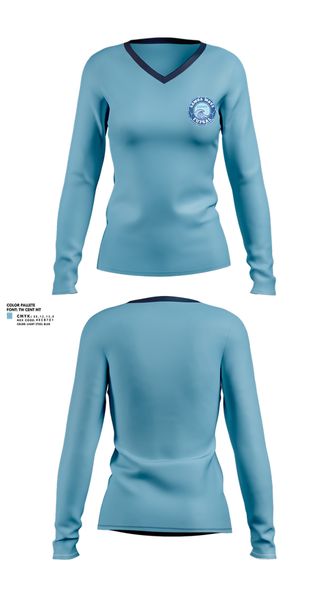Womens Long Sleeve Vneck Shirt, Samba Wave, Men's Soccer, Teamtime, Team time, sublimation, custom sports apparel, team uniforms, spirit wear, spiritwear, sports uniforms, custom shirts, team store, custom team store, fundraiser sports, apparel fundraiser