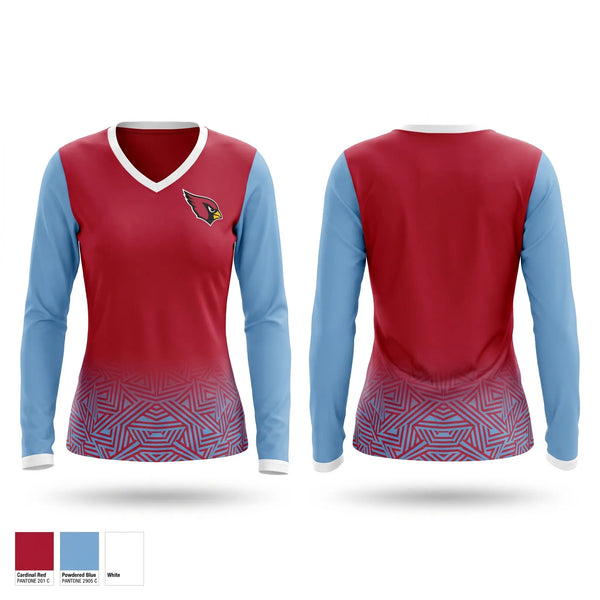 Womens Long Sleeve Vneck Shirt, Collinsville Cardinals, Men's Basketball, Teamtime, Team time, sublimation, custom sports apparel, team uniforms, spirit wear, spiritwear, sports uniforms, custom shirts, team store, custom team store, fundraiser sports, apparel fundraiser