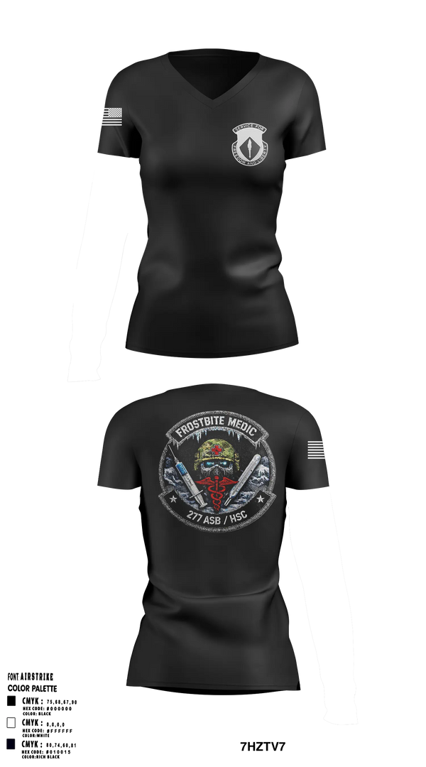Womens Short Sleeve Vneck Shirt, 277th ASB Frostbite Medics, Army, Teamtime, Team time, sublimation, custom sports apparel, team uniforms, spirit wear, spiritwear, sports uniforms, custom shirts, team store, custom team store, fundraiser sports, apparel fundraiser