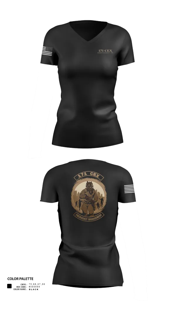 Womens Short Sleeve Vneck Shirt, 171st Emergency Management Flight, , Teamtime, Team time, sublimation, custom sports apparel, team uniforms, spirit wear, spiritwear, sports uniforms, custom shirts, team store, custom team store, fundraiser sports, apparel fundraiser