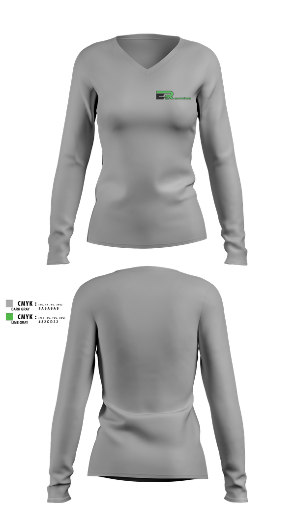 Womens Long Sleeve Vneck Shirt, Elite Renovations, , Teamtime, Team time, sublimation, custom sports apparel, team uniforms, spirit wear, spiritwear, sports uniforms, custom shirts, team store, custom team store, fundraiser sports, apparel fundraiser