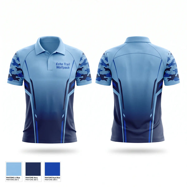 Short Sleeve Performance Polo, Echo Trail Wolfpack, Men's Basketball, Teamtime, Team time, sublimation, custom sports apparel, team uniforms, spirit wear, spiritwear, sports uniforms, custom shirts, team store, custom team store, fundraiser sports, apparel fundraiser
