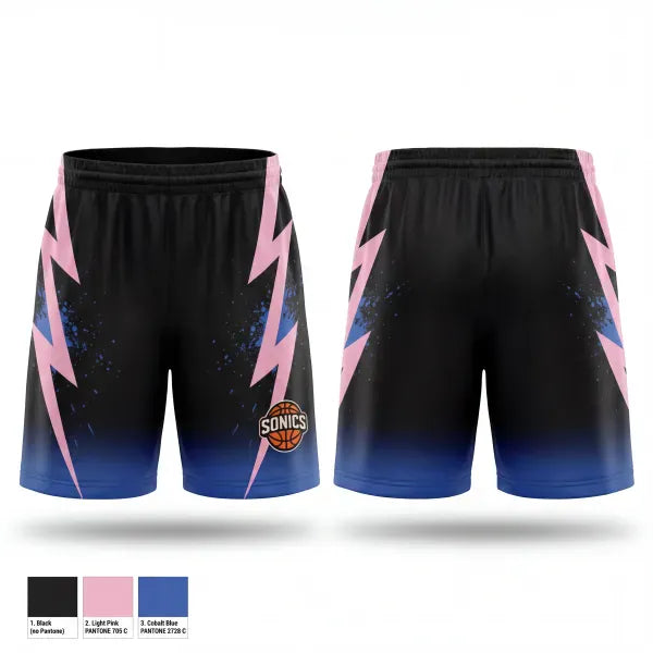 Mens Reversible Basketball Shorts, Sonics, Women's Basketball, Teamtime, Team time, sublimation, custom sports apparel, team uniforms, spirit wear, spiritwear, sports uniforms, custom shirts, team store, custom team store, fundraiser sports, apparel fundraiser