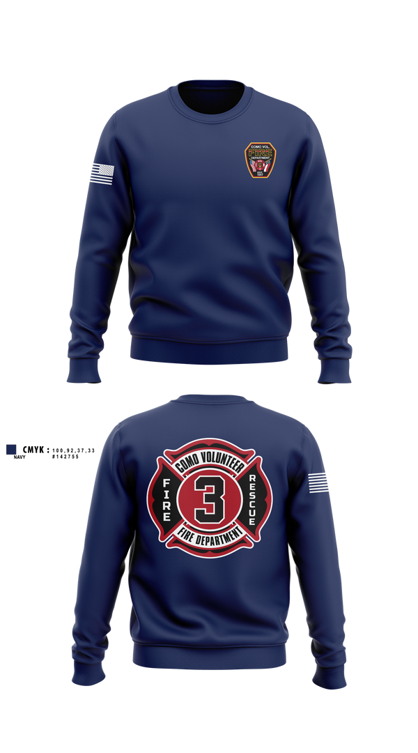 Crew Neck Sweatshirt, Como Volunteer Fire Department, Fire Department, Teamtime, Team time, sublimation, custom sports apparel, team uniforms, spirit wear, spiritwear, sports uniforms, custom shirts, team store, custom team store, fundraiser sports, apparel fundraiser