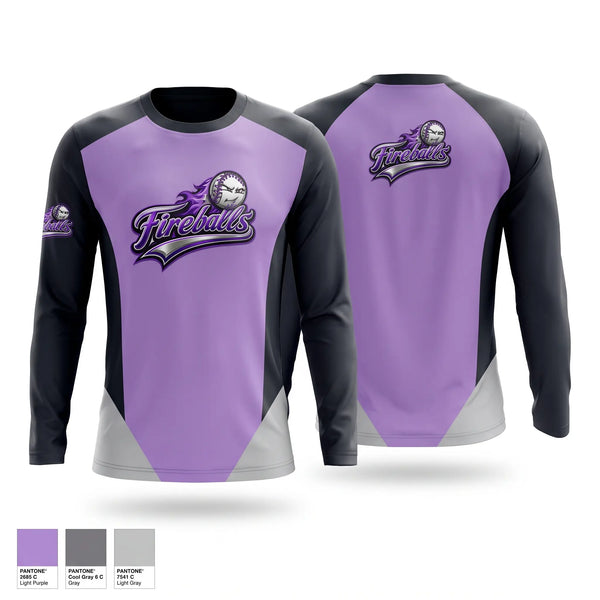 Long Sleeve Performance Shirt, Fireballs, Baseball, Teamtime, Team time, sublimation, custom sports apparel, team uniforms, spirit wear, spiritwear, sports uniforms, custom shirts, team store, custom team store, fundraiser sports, apparel fundraiser