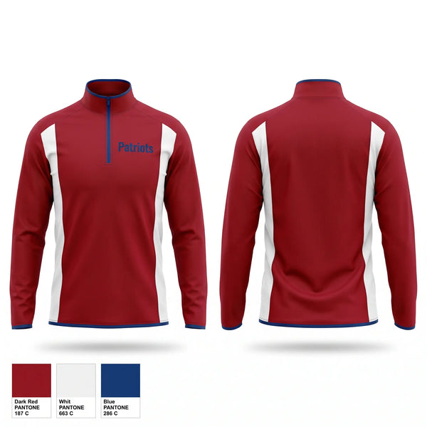 Quarter Zip Jacket, Patriots, Men's Basketball, Teamtime, Team time, sublimation, custom sports apparel, team uniforms, spirit wear, spiritwear, sports uniforms, custom shirts, team store, custom team store, fundraiser sports, apparel fundraiser