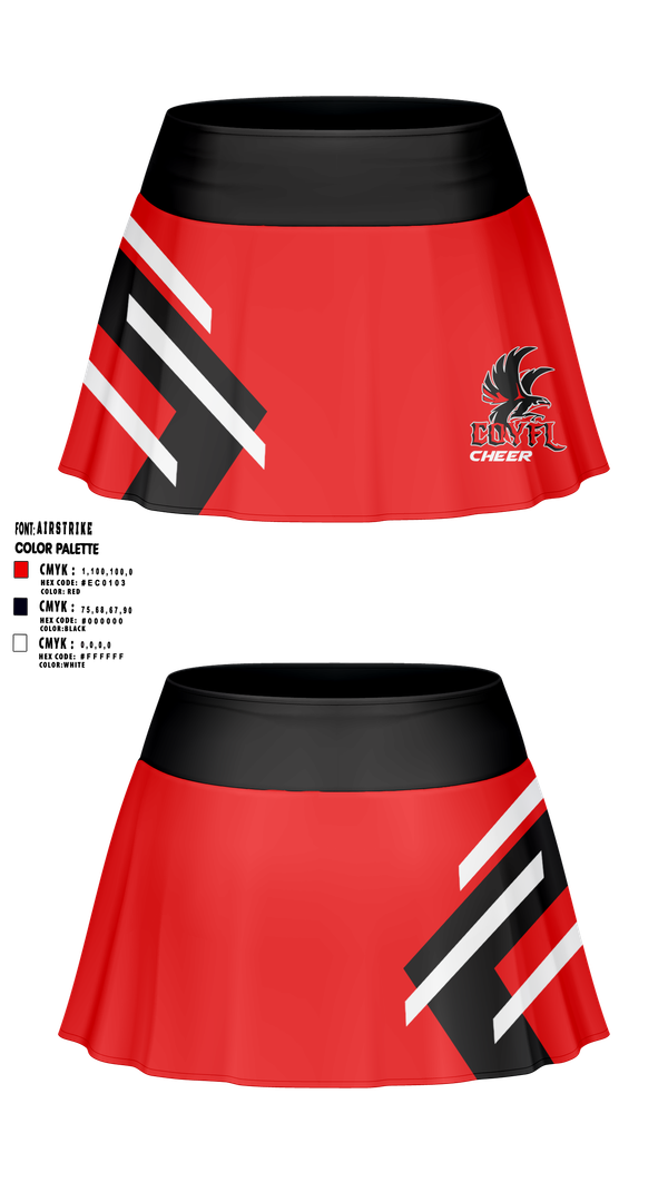 Skort, Carteret-Onslow Youth Football & Cheer League (COYFL) Falcons, , Teamtime, Team time, sublimation, custom sports apparel, team uniforms, spirit wear, spiritwear, sports uniforms, custom shirts, team store, custom team store, fundraiser sports, apparel fundraiser