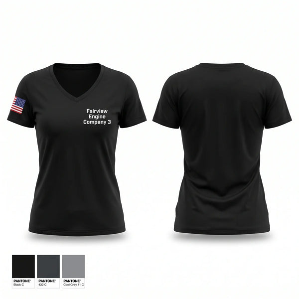 Womens Short Sleeve Vneck Shirt, Fairview Engine Company 3, Fire Department, Teamtime, Team time, sublimation, custom sports apparel, team uniforms, spirit wear, spiritwear, sports uniforms, custom shirts, team store, custom team store, fundraiser sports, apparel fundraiser