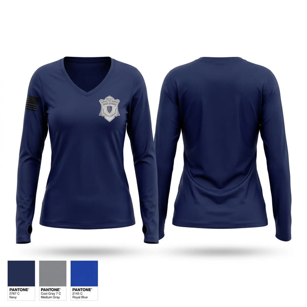 Womens Long Sleeve Vneck Shirt, MassDFS Special Ops, Fire Department, Teamtime, Team time, sublimation, custom sports apparel, team uniforms, spirit wear, spiritwear, sports uniforms, custom shirts, team store, custom team store, fundraiser sports, apparel fundraiser