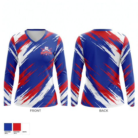 Womens Long Sleeve Vneck Shirt, NorCal Diamond Dogs, Softball, Teamtime, Team time, sublimation, custom sports apparel, team uniforms, spirit wear, spiritwear, sports uniforms, custom shirts, team store, custom team store, fundraiser sports, apparel fundraiser