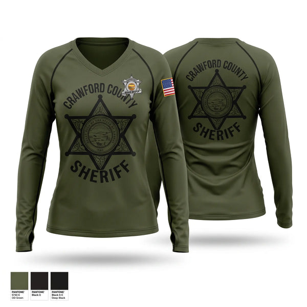 Womens Long Sleeve Vneck Shirt, Crawford county Kansas detectives, Police, Teamtime, Team time, sublimation, custom sports apparel, team uniforms, spirit wear, spiritwear, sports uniforms, custom shirts, team store, custom team store, fundraiser sports, apparel fundraiser