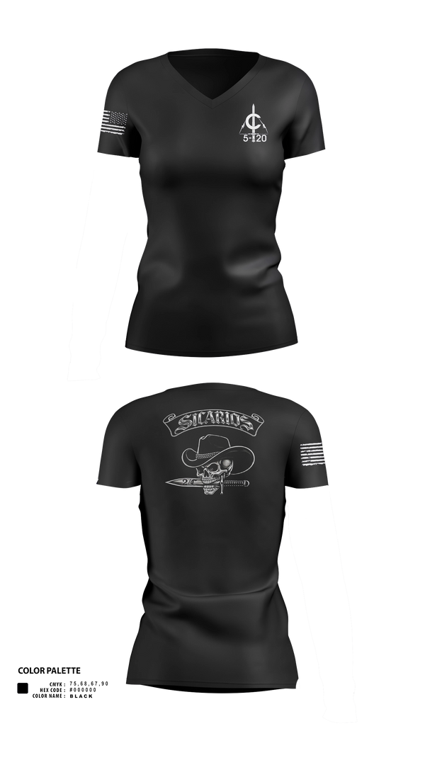 Womens Short Sleeve Vneck Shirt, 2/C Sicarios, Army, Teamtime, Team time, sublimation, custom sports apparel, team uniforms, spirit wear, spiritwear, sports uniforms, custom shirts, team store, custom team store, fundraiser sports, apparel fundraiser