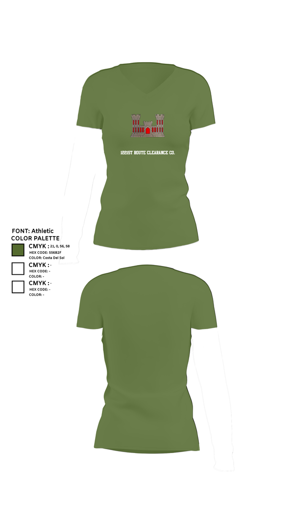 Womens Short Sleeve Vneck Shirt, 1221st Route Clearance Co., National Guard, Teamtime, Team time, sublimation, custom sports apparel, team uniforms, spirit wear, spiritwear, sports uniforms, custom shirts, team store, custom team store, fundraiser sports, apparel fundraiser